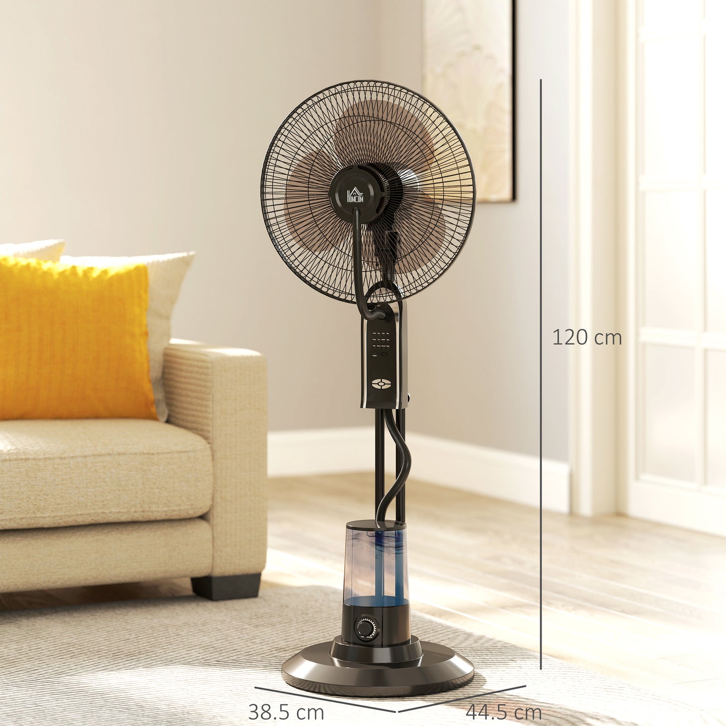 Pedestal Fan with Water Mist Spray, Spray Misting Fan with 70° Oscillation, Tilt Head, 3 Speeds, 3 Modes, Adjustable Mist, 3.2L Water Tank, 120 cm