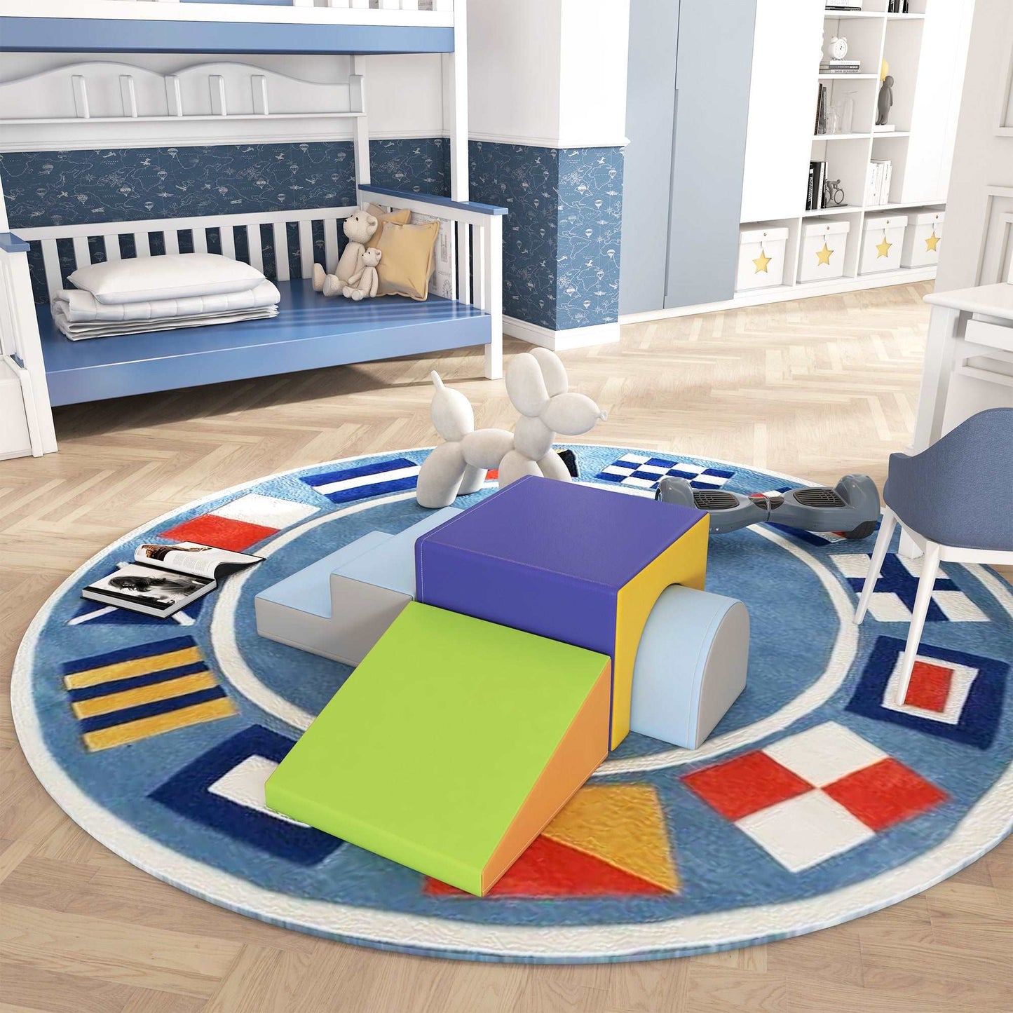 4-piece Soft Foam Blocks Play Set for Toddlers 1-3 Years, Blue