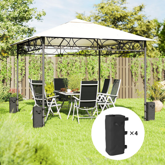 Set of 4 Heavy Duty Gazebo Weight Bags | 500D PVC | 25L Water / 31kg Sand Capacity | Wide Mouth | Adjustable Straps | Fits 25-70mm Legs | Foldable | Carry Handles | Black