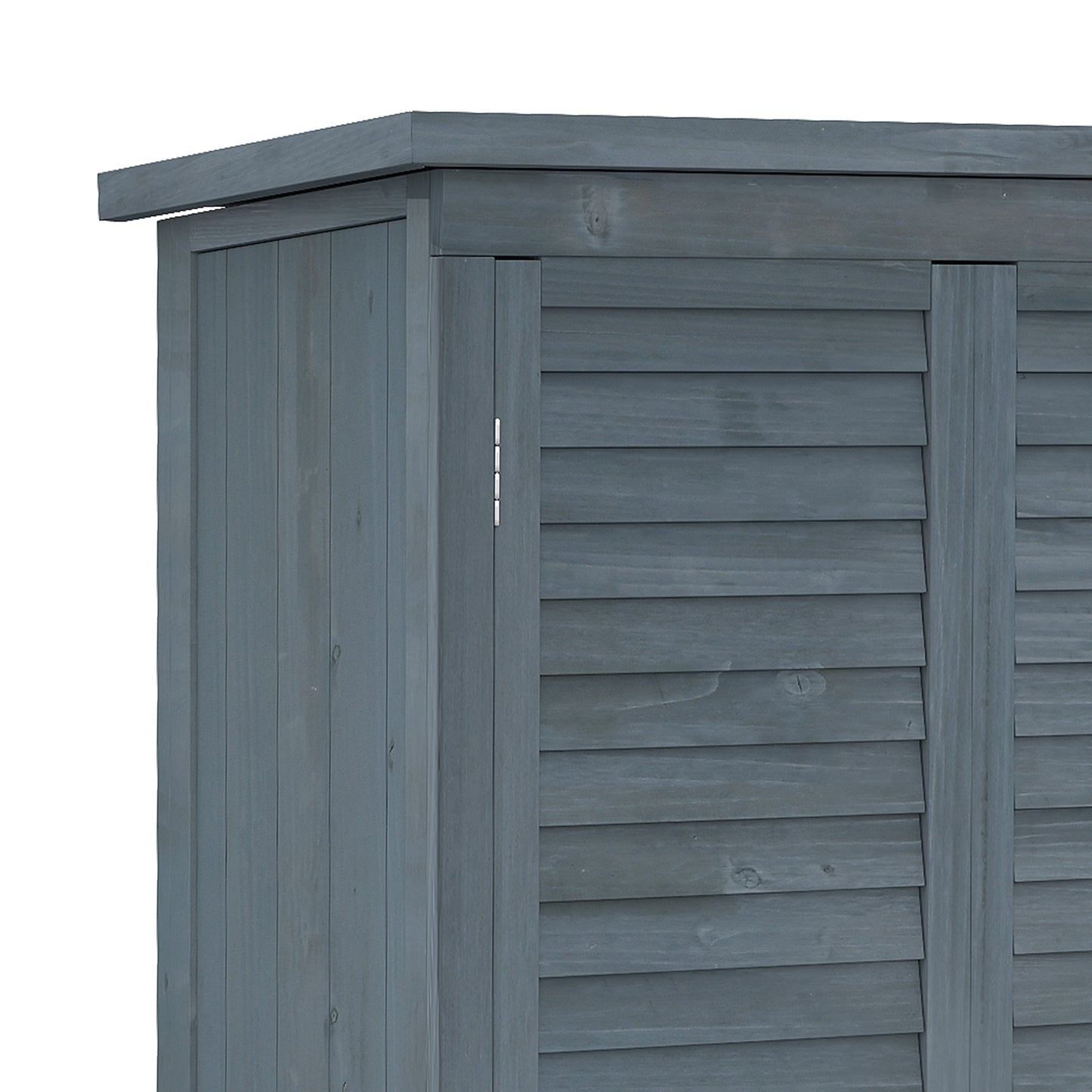 Outsunny Wooden Small Shed, Garden Storage Shed with 3 Shelves, Asphalt Roof and Shutter Doors, Grey
