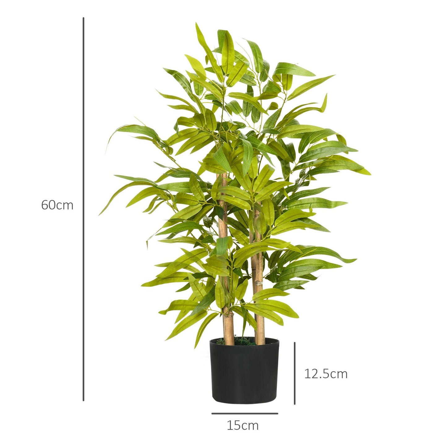 2 Piece Artificial Plants Bamboo Tree in Pot Desk Fake Plants for Home Indoor Outdoor Decor, 15x15x60cm, Green