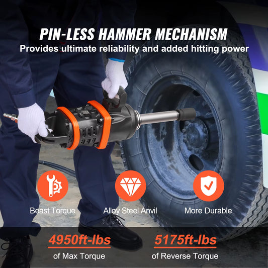 1 Inch Air Impact Wrench up to 5175 Ft-Lbs Beast Reverse Torque Output Pneumatic Impact Gun for Repairs And Maintenance