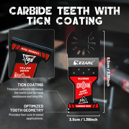 EZARC Ticn Coated Oscillating Saw Blade, Quick-Release Obsidian Carbide Saw Blade for Hard Metal, Nails, Screws, Bolts, Metal Cutting