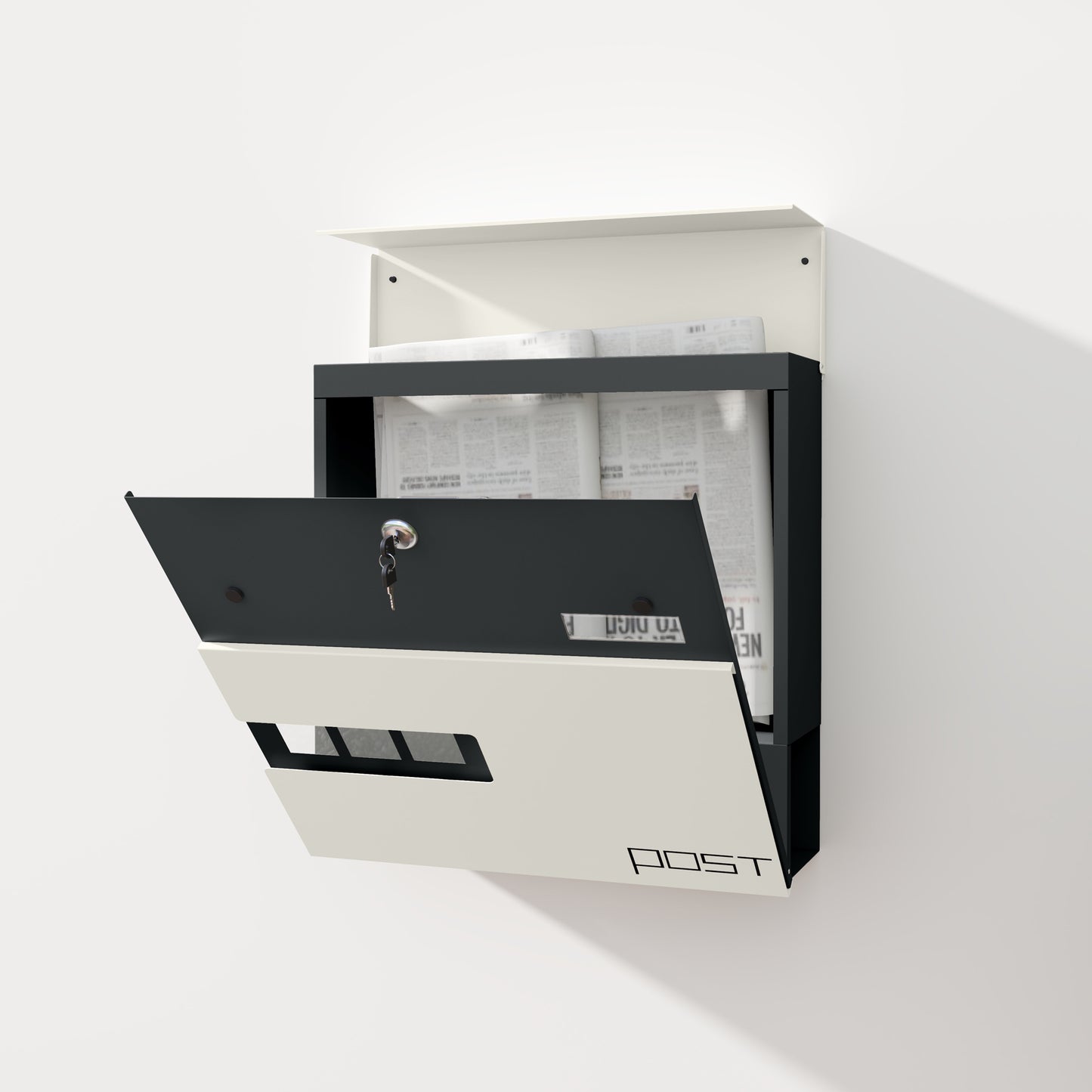 Wall Mounted Post Box with Viewing Window, 2 Lock, Modern Galvanised Steel Mailbox with Copper Core, Weatherproof Letterbox for Outdoor Use