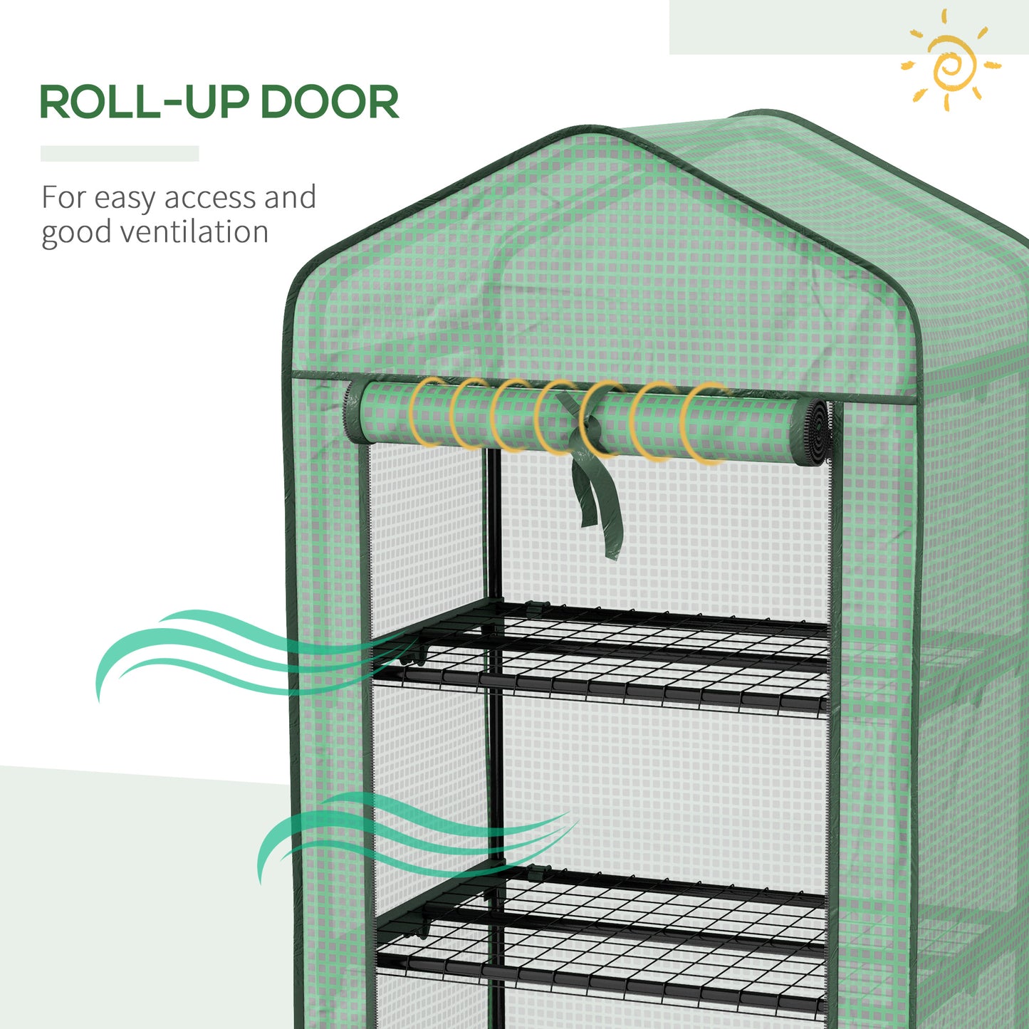 Outsunny Three-Tier Mini Greenhouse, Grow Your Own Food Vegetables, Herbs, Fruit - Green / White