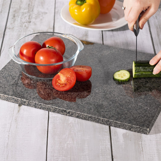 Maison & White Natural Granite Chopping Board | Dark Grey Speckled Stone | EVA Non-Slip Feet | 40 × 30 × 1.5cm