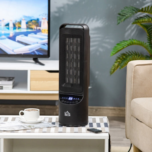 Table Top Indoor Space Heater with 2 Heat Setting 1000W/2000W and Ceramic Fan, LED Display, Portable Electric Heater with Oscillation, Remote, 12H Timer