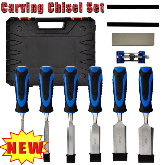 10-Piece Wood Chisel Set, Bevel Edge Wood Carving Chisel,Soft Grip with Strike Cap Set for Woodworking with Honing Guide