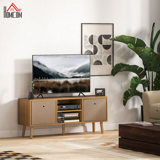 Retro Vintage Style TV Cabinet Stand Unit for TVs up to 50'' with Foldable Drawers, Entertainment Centre for Living Room Brown