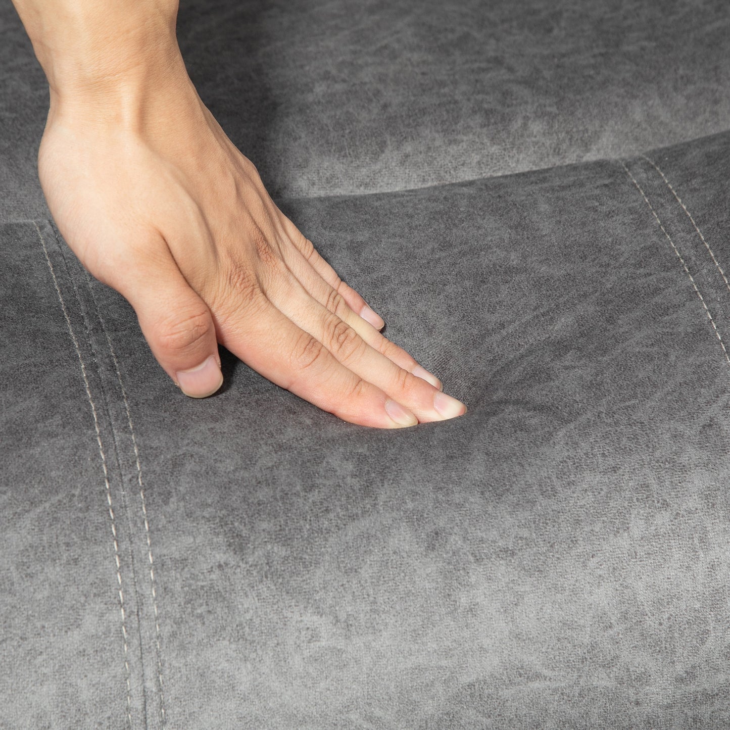 Microfibre Manual Reclining Armchair, with Footrest - Grey