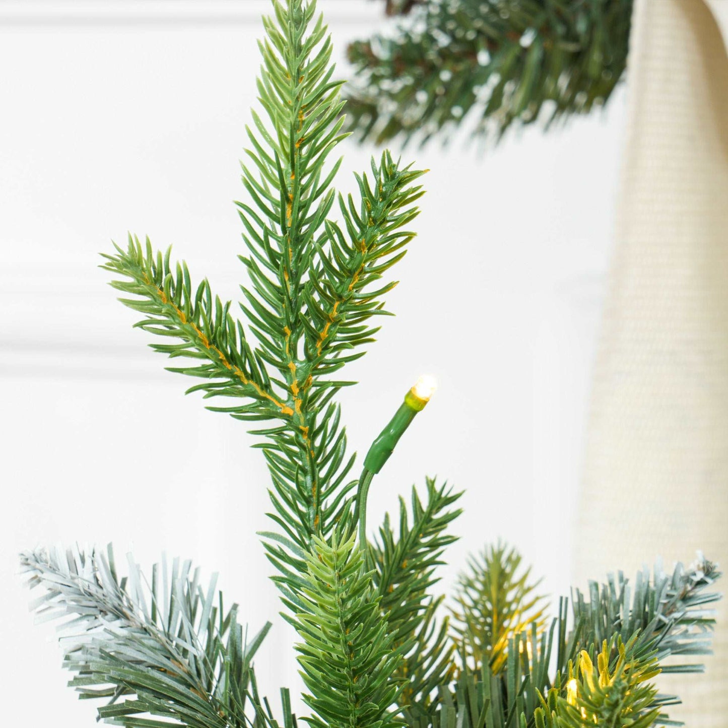 2 Pieces 3ft Prelit Artificial Christmas Tree with LED Light and 291 Tips, Concrete Base, For Tabletop with Pine Cones and Red Berries