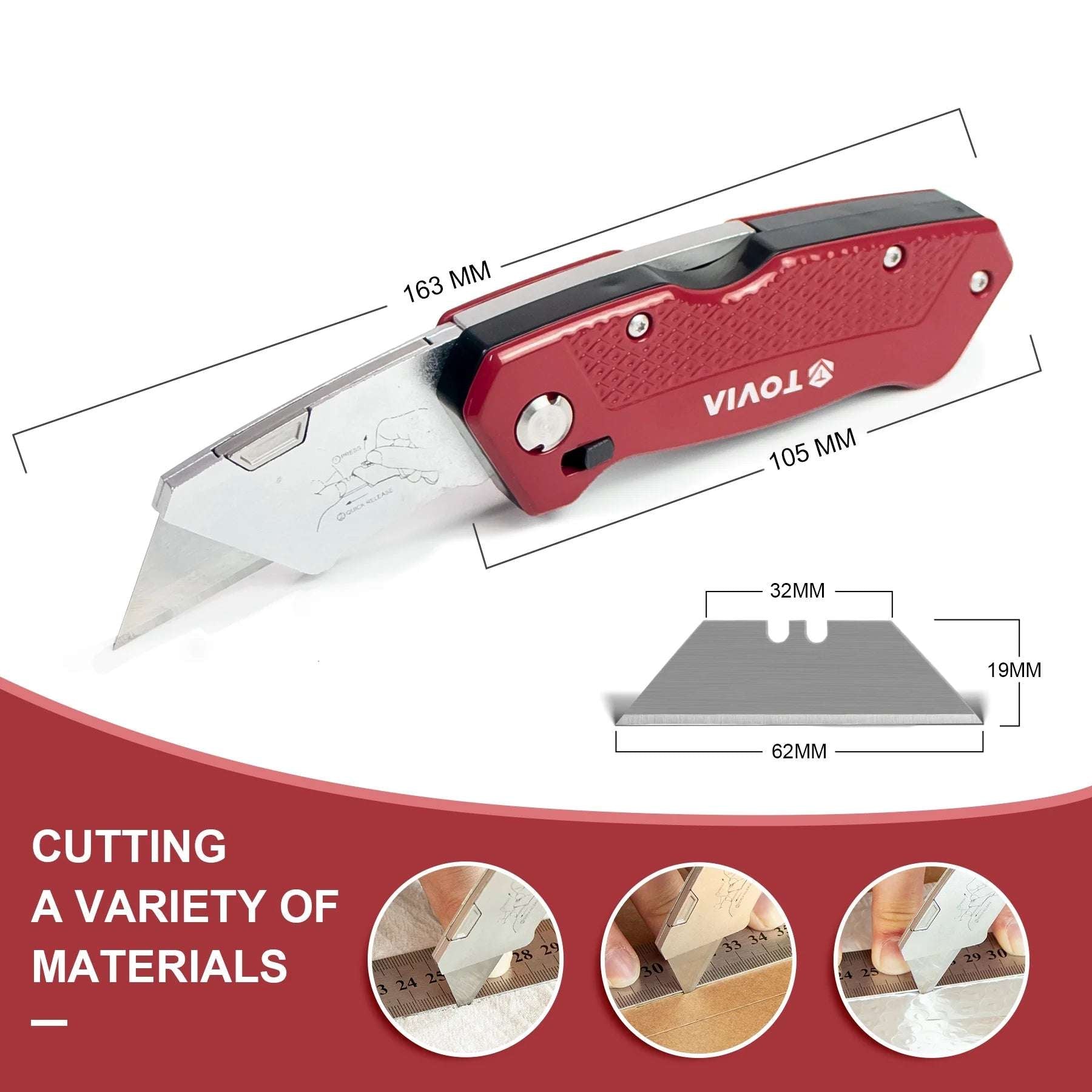 Folding Utility Knife Quick Change Box Cutter 3-Position Retractable Blades Blade Storage Design with 5 Extra Blades Box Knife for Cartons