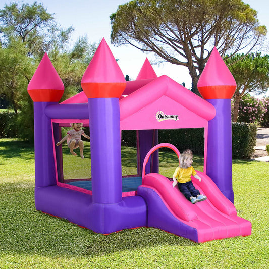 2 In 1 Kids Bounce Castle House Inflatable Trampoline Slide With Inflator For Kids Age 3-12 Multi-Colour 3.5 X 2.5 X 2.7M
