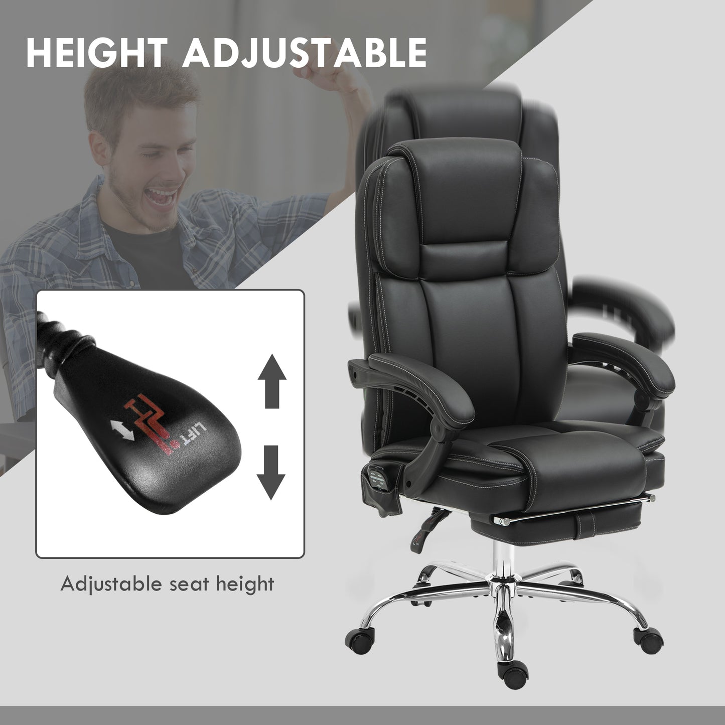 Vinsetto Six Point Vibrating Massage Office Chair - Black / Dark Brown