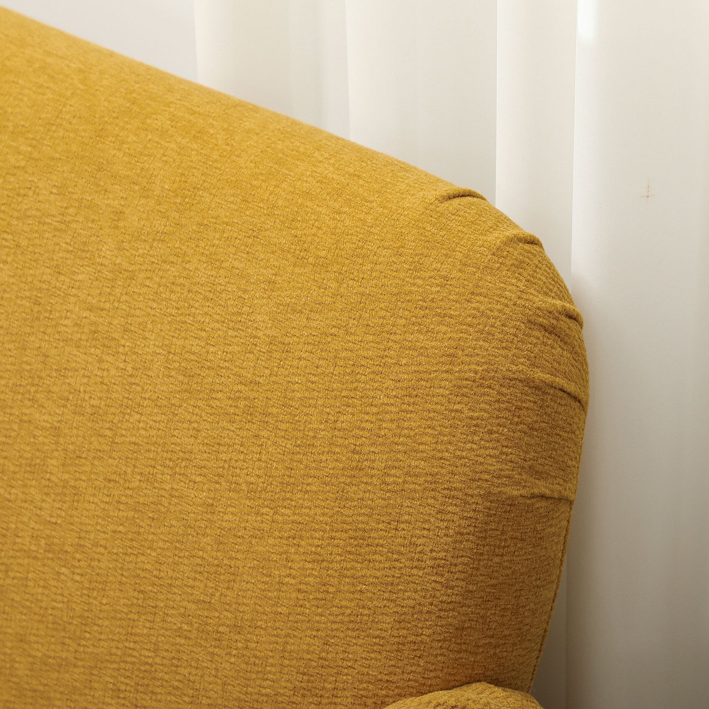 Vintage Retro Style Velvet Feel Fabric 2 Seater Sofa, Small Sofa Loveseat with 21cm Thick Padding and Wood Legs, Yellow