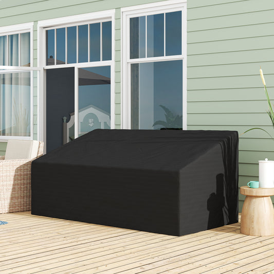 Outsunny 600D Oxford Cloth Furniture Cover, 3 Seater Sofa Protector for Garden Patio, Outdoor, Waterproof, Black, 218 x 111 x 63-101 cm