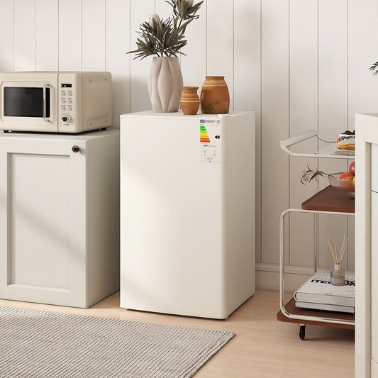 91 Litre Freestanding Under Counter Fridge Freezer, Small Fridge with Chiller Box, Adjustable Thermostat, 47.5cm Wide, Beige