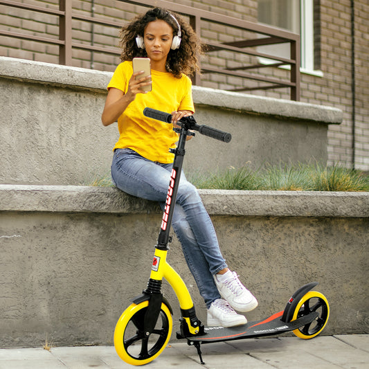 Foldable Kick Scooter with Double Shock Absorption and Big Wheels, Height Adjustable Aluminium Frame Big Wheel Scooter for 14+ Teens Adult