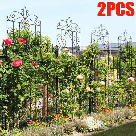 2 Piece Large Tall Metal Garden Trellis Fence Panels Plant Climbing Lattice Border For Outdoor Yard Garden