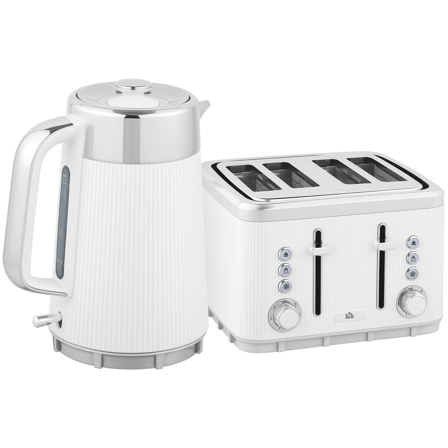 Electric Kettle and Toaster Set, 3000W 1.7L UK Strix Thermostat Rapid Boil Jug Kettle with Limescale Filter, 4 Slice Toaster W/ 7 Browning Controls, Crumb Tray