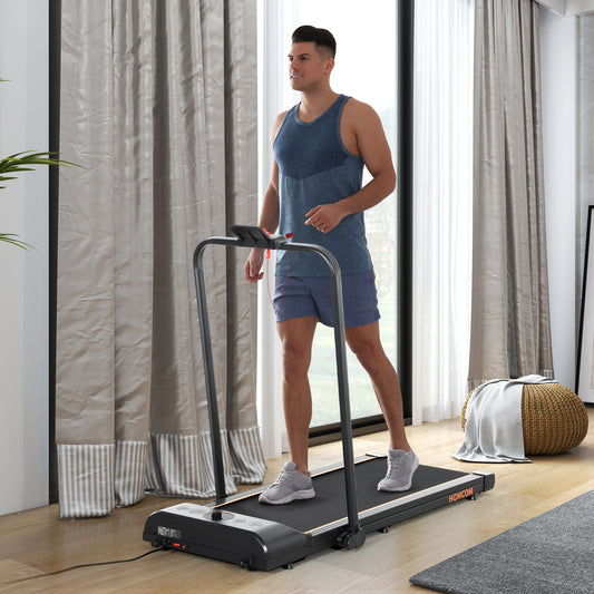 Foldable Walking Treadmill, with LED Display and Wheels, for Home, Office & Fitness Studio, Orange / Blue