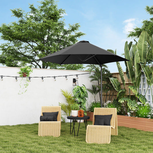 2.5M Garden Cantilever Parasol, Offset Roma Patio Umbrella Hanging Sun Shade Canopy Shelter with 360° Rotation and Cross Base, Black