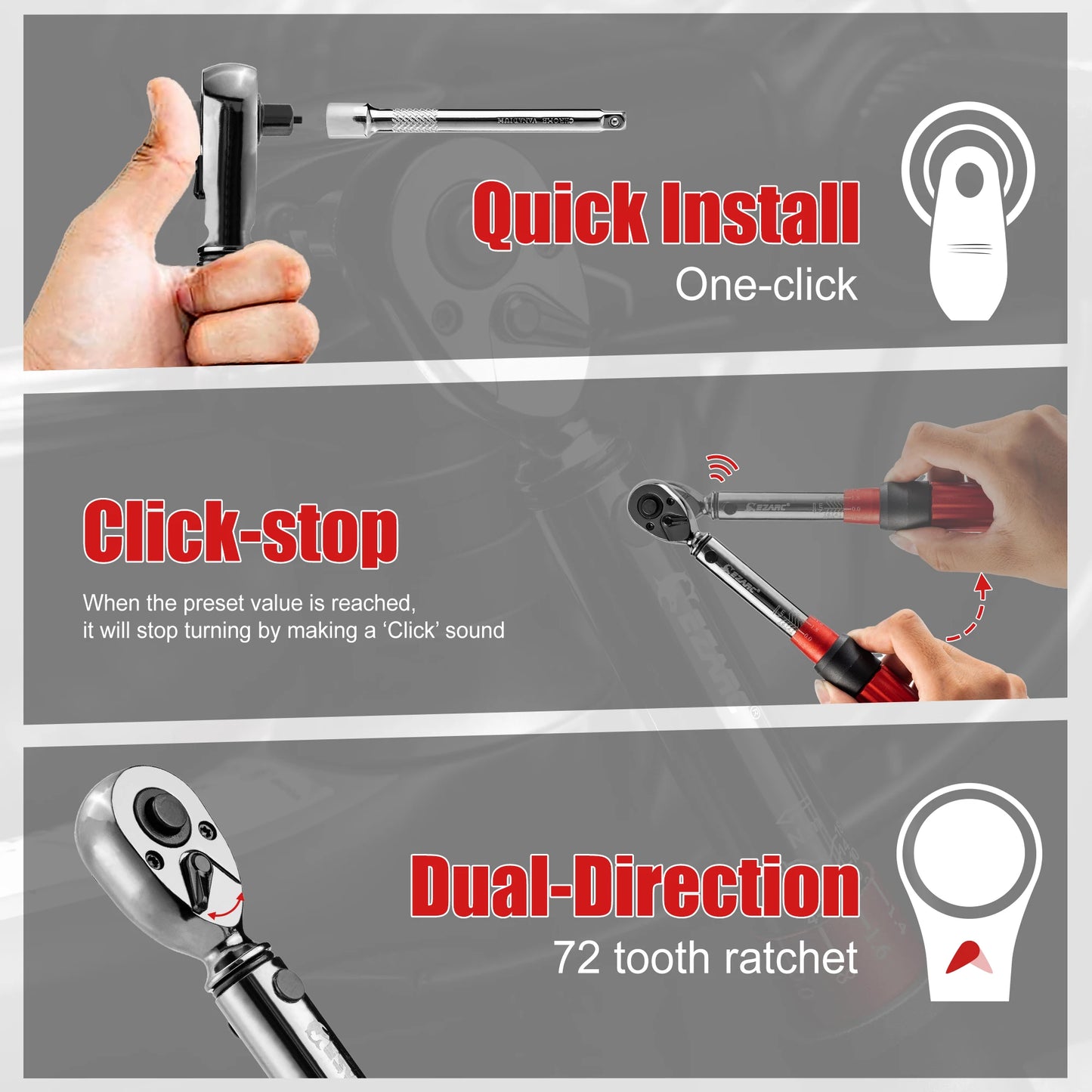 EZARC 16Pcs 1/4'' Torque Wrench Set with Double Scale 2-20 Nm, Precise Ratchet Wrench Repair Spanner Key Bicycle Maintenance Kit