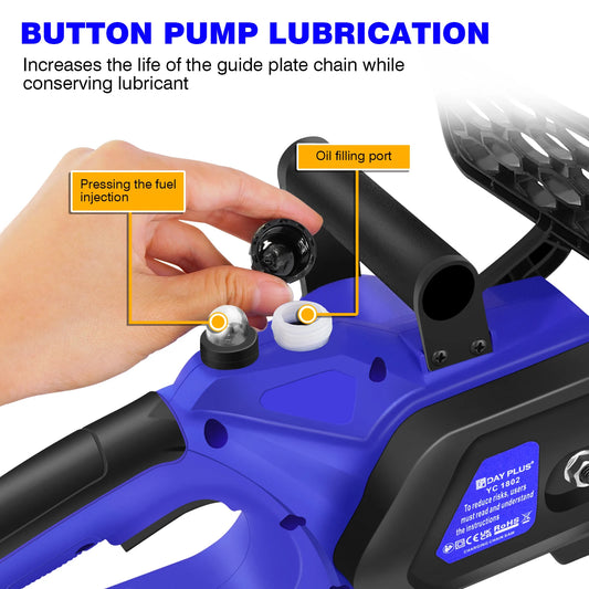 Brushless 12" Electric Chainsaw 21V Cordless Handheld Saw, 4.0Ah Battery, Charger, 2 Chains, Auto Chain Lubrication, UK