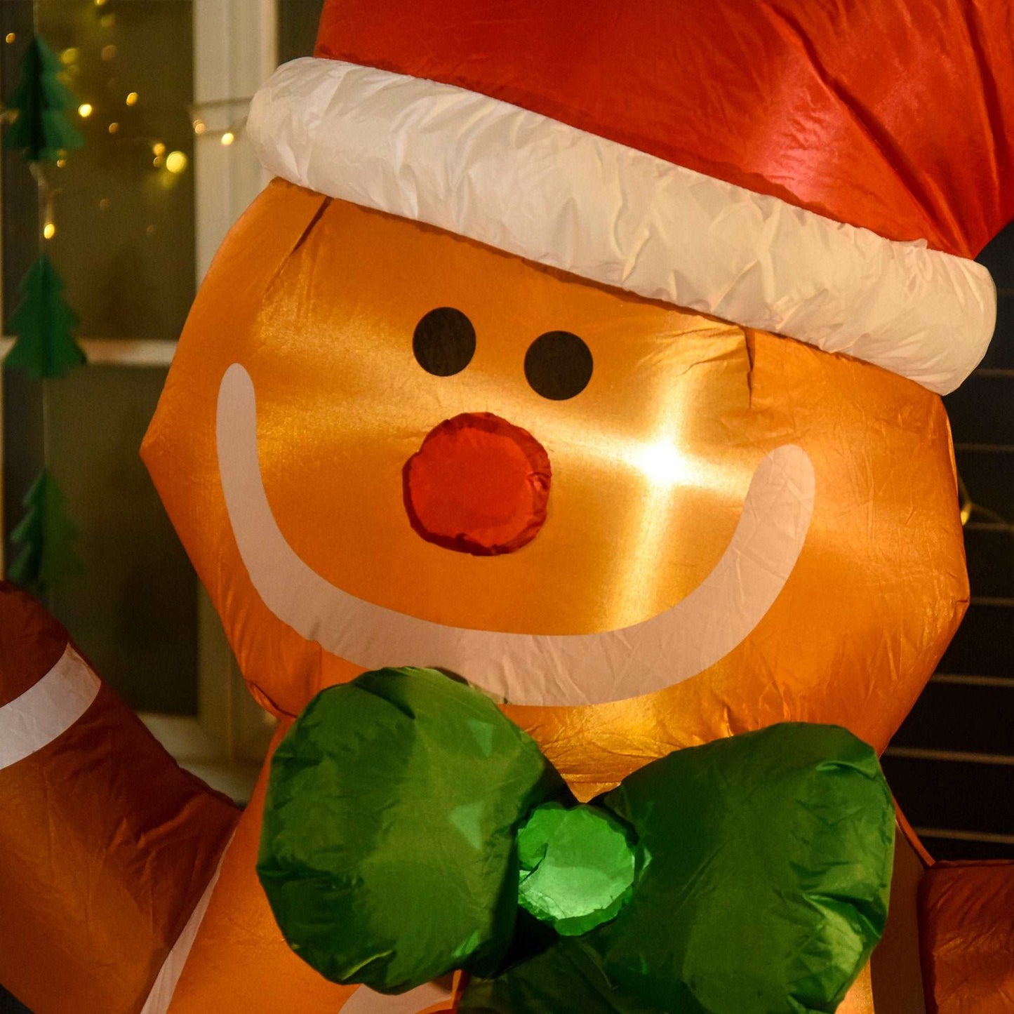 183cm Christmas Inflatable Gingerbread Man Holiday Yard Lawn Decoration with LED Lights, Indoor Outdoor Blow Up Decor