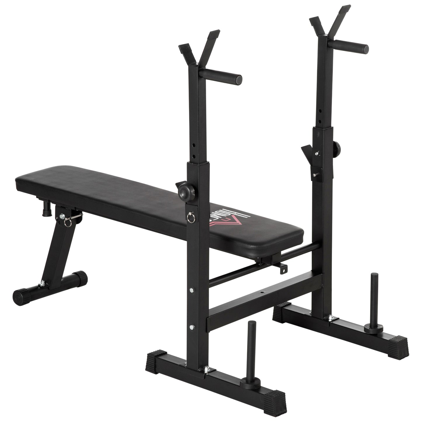 Adjustable Weight Bench Foldable Bench Press, with Barbell Rack, Black