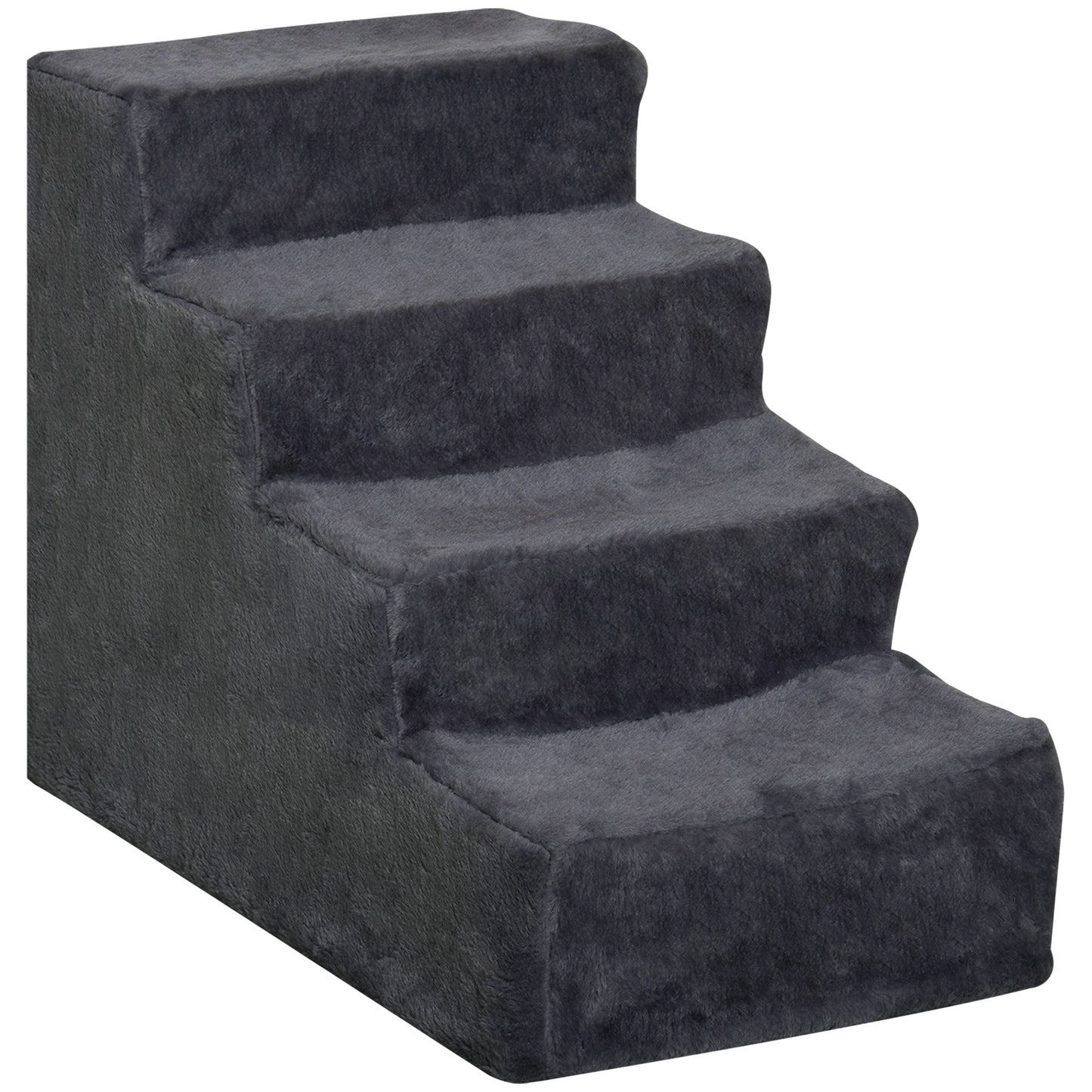 Four-Step Dog Stairs, with Washable Plush Cover, for High Bed Sofa, Dog Steps for Small Dog and Cat - Dark Grey