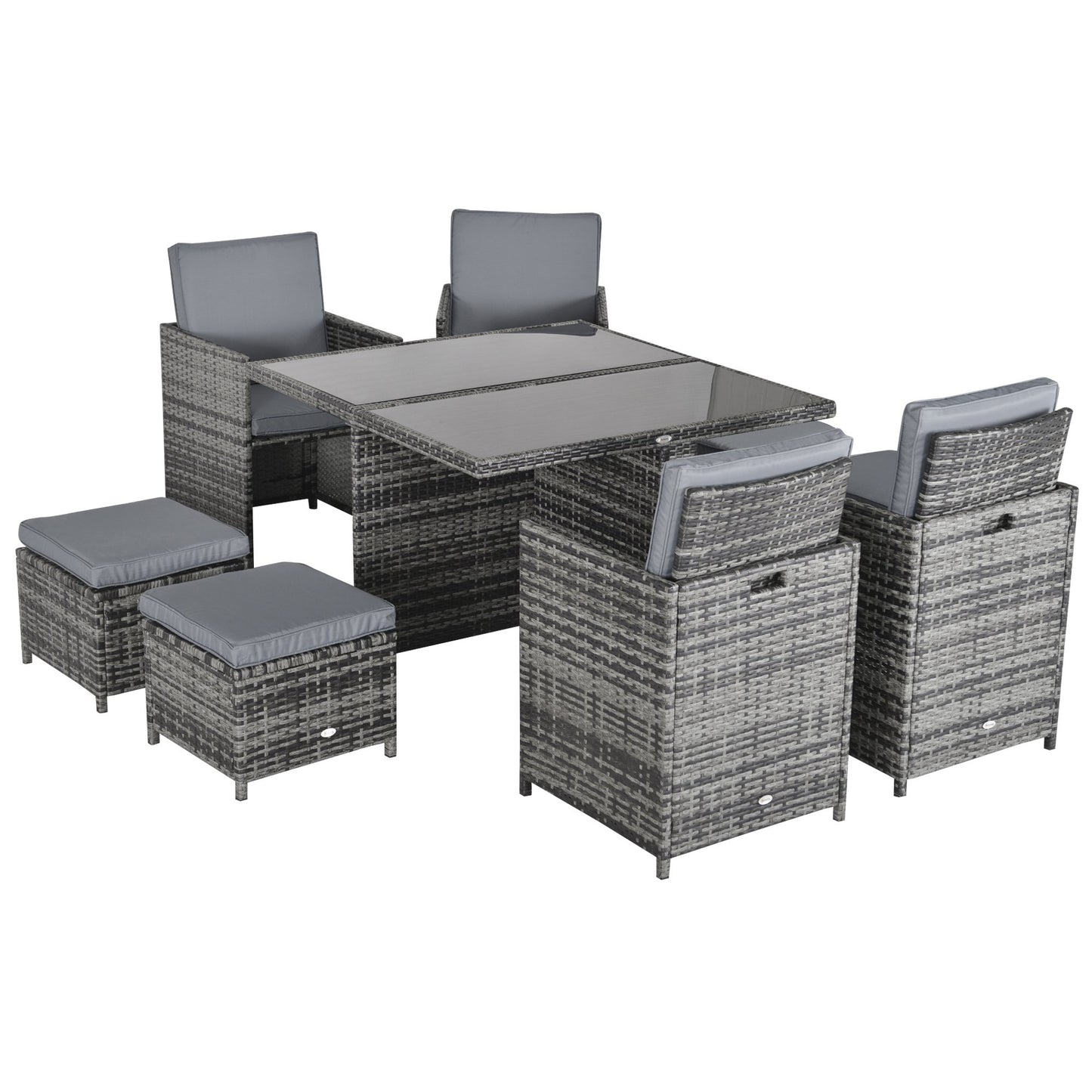 8 Seater Dining Set With Cushions Outdoor Garden Furniture Lounge Set Colour: Brown
