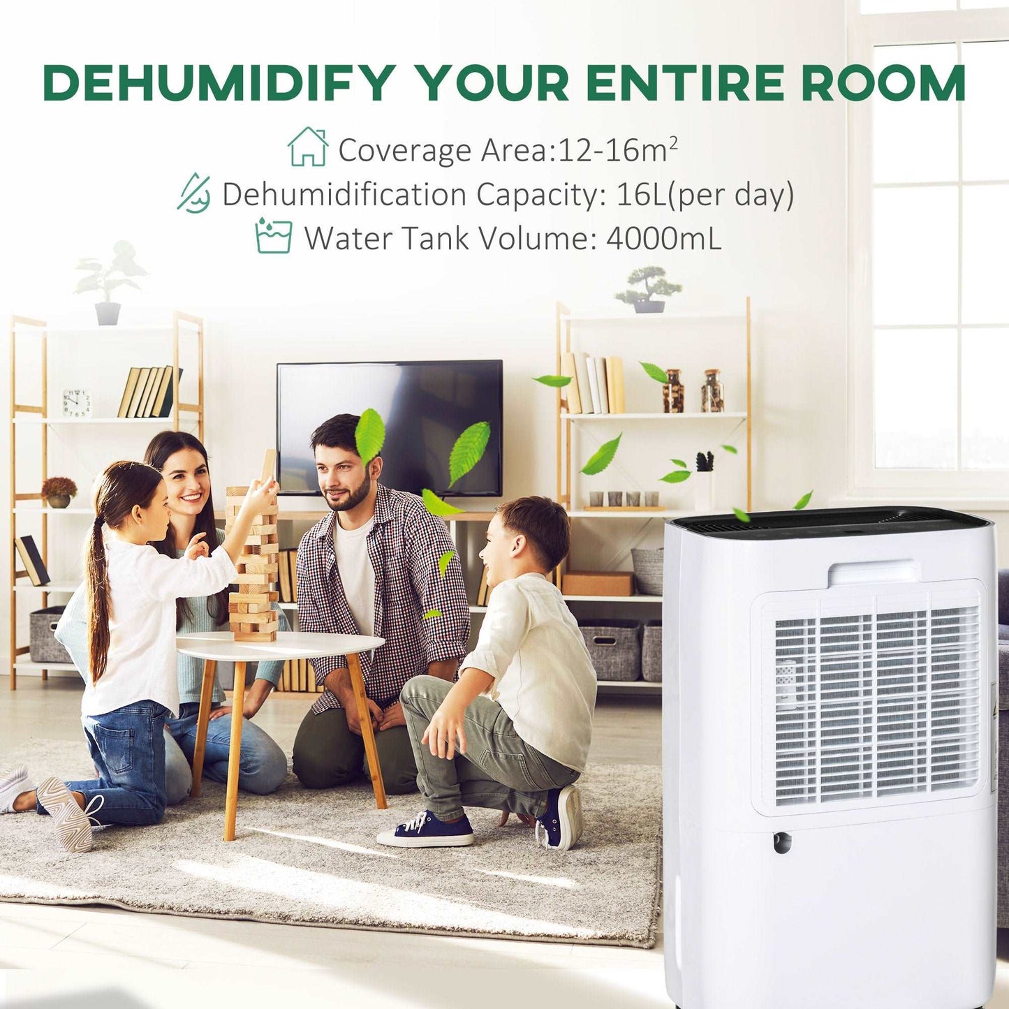16L/Day Portable Dehumidifier for Home, with LED Screen, Sleep Mode, 24H Timer, Electric Air Dehumidifier for Damp Laundry Bedroom Basement