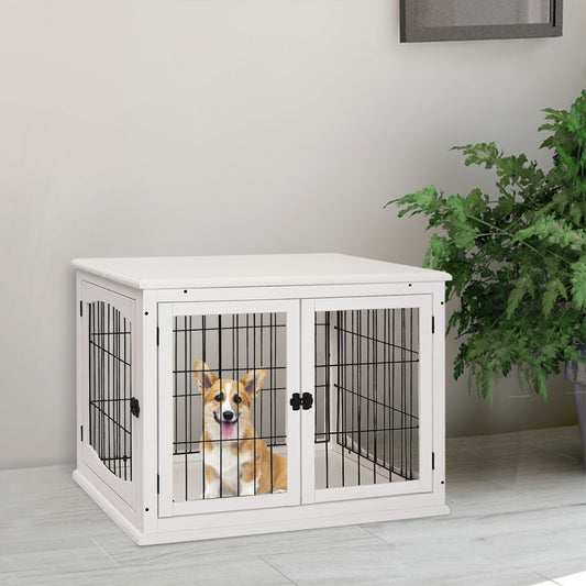 Mdf 3-Door Small Indoor Pet Dog House Training Cage White