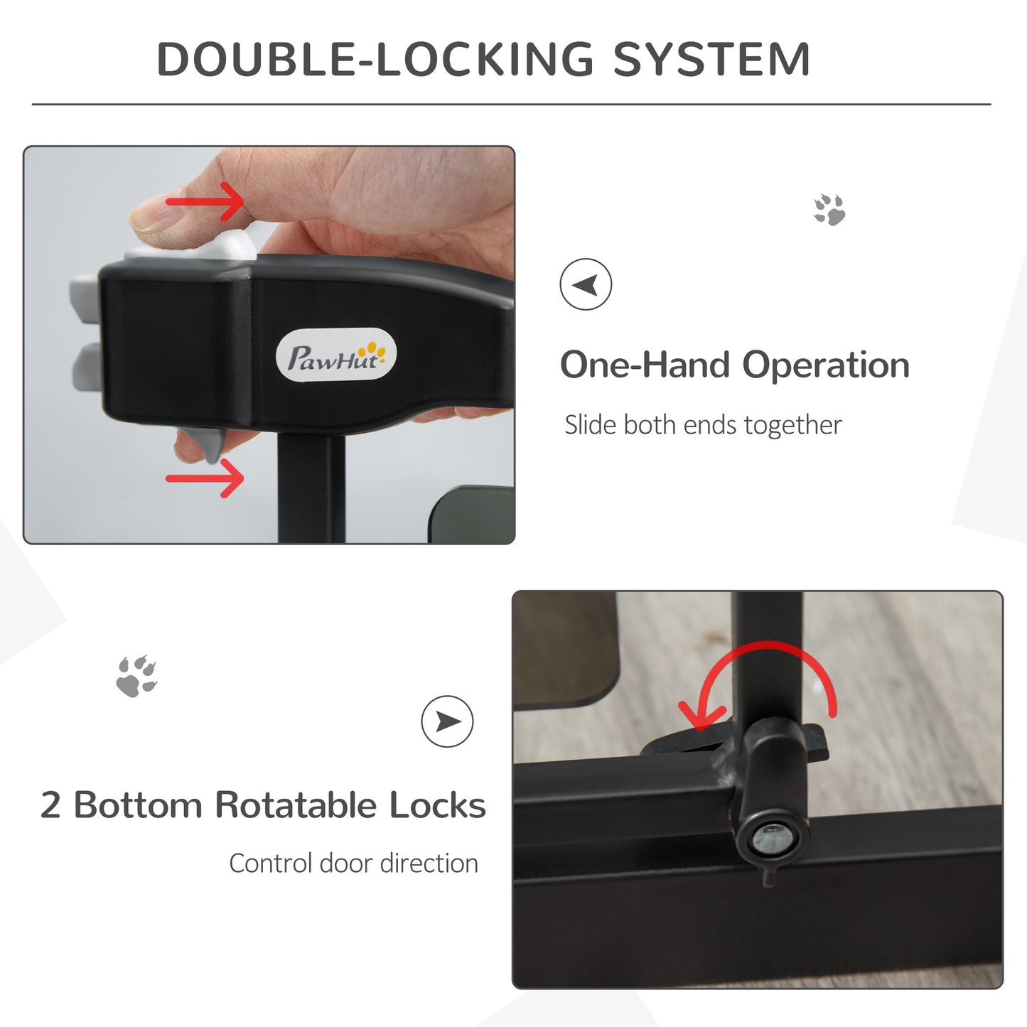 Pressure Fit Safety For Doors Hallways And Stairs Pet Barrier Dog Gate With Auto Close Double Locking Openings 75-82 cm