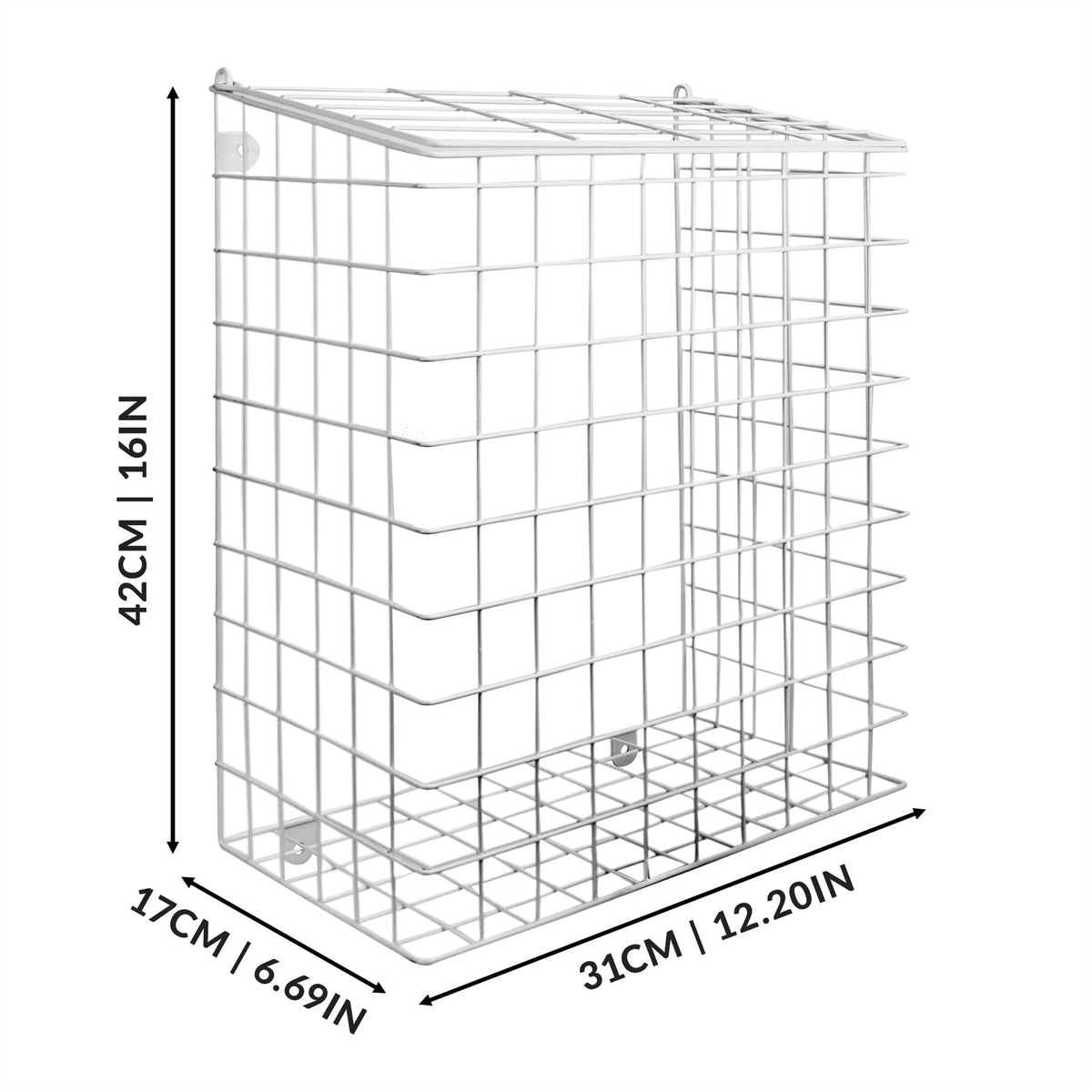 Maison & White Indoor Letterbox Mail Catcher Cage with Fixings | Iron PE Coating | 8x27cm Slot | Fits Up To 30cm Letterboxes | Horizontal & Vertical | Easy-Open Lid | 42x31x17cm | 2-Year Guarantee