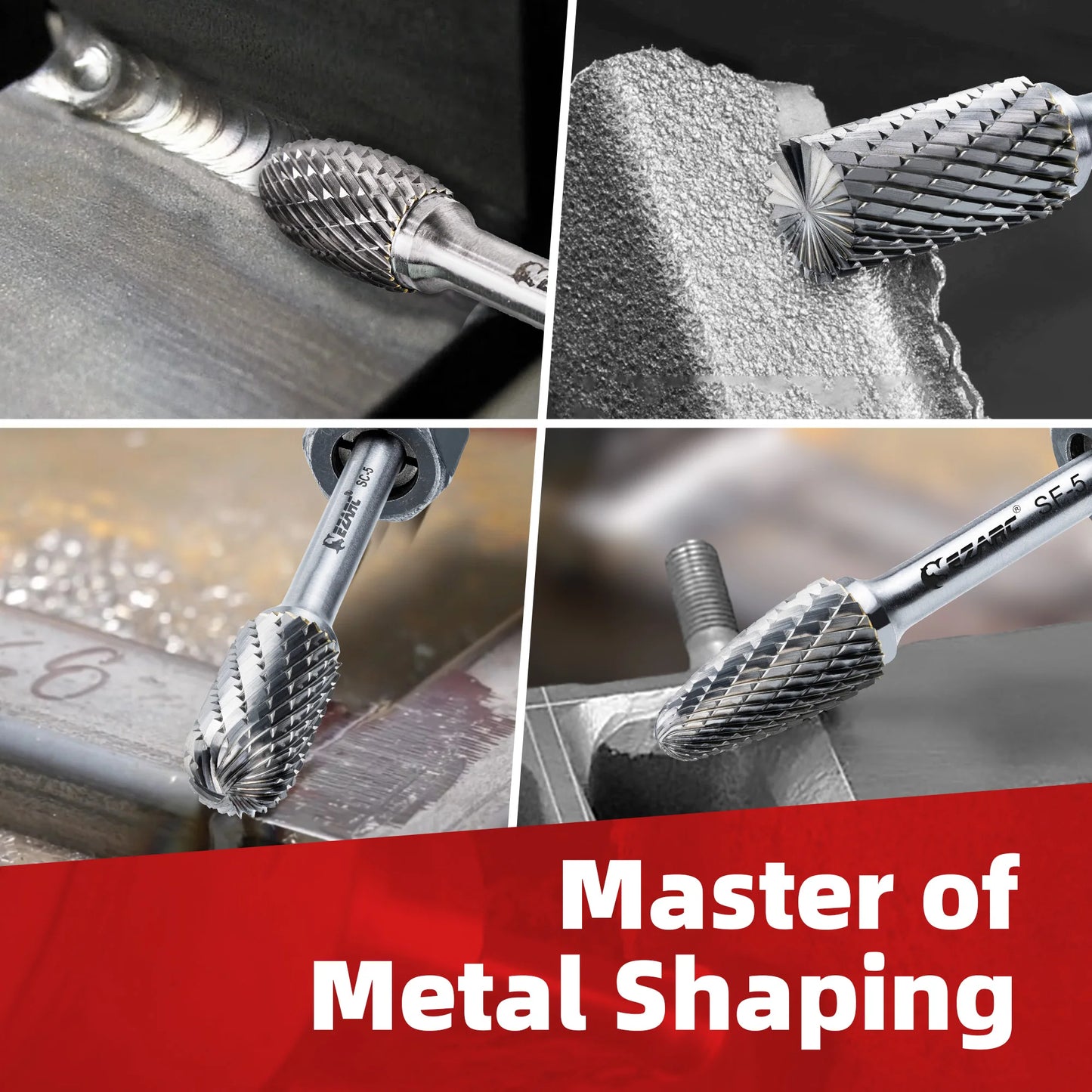 EZARC 1 Piece Tungsten Carbide Rotary Burr Bit, Double Cut Carbide Burr 1/4" Shank Die Grinder Cutting Burrs Bit for Metal Working