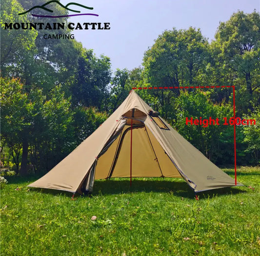 Ultralight Camping Pyramid Tent Rainproof Bushcraft Tent Hight 1.6M/2.2M Outdoor Backpacking Shelter For Birdwatching Cooking