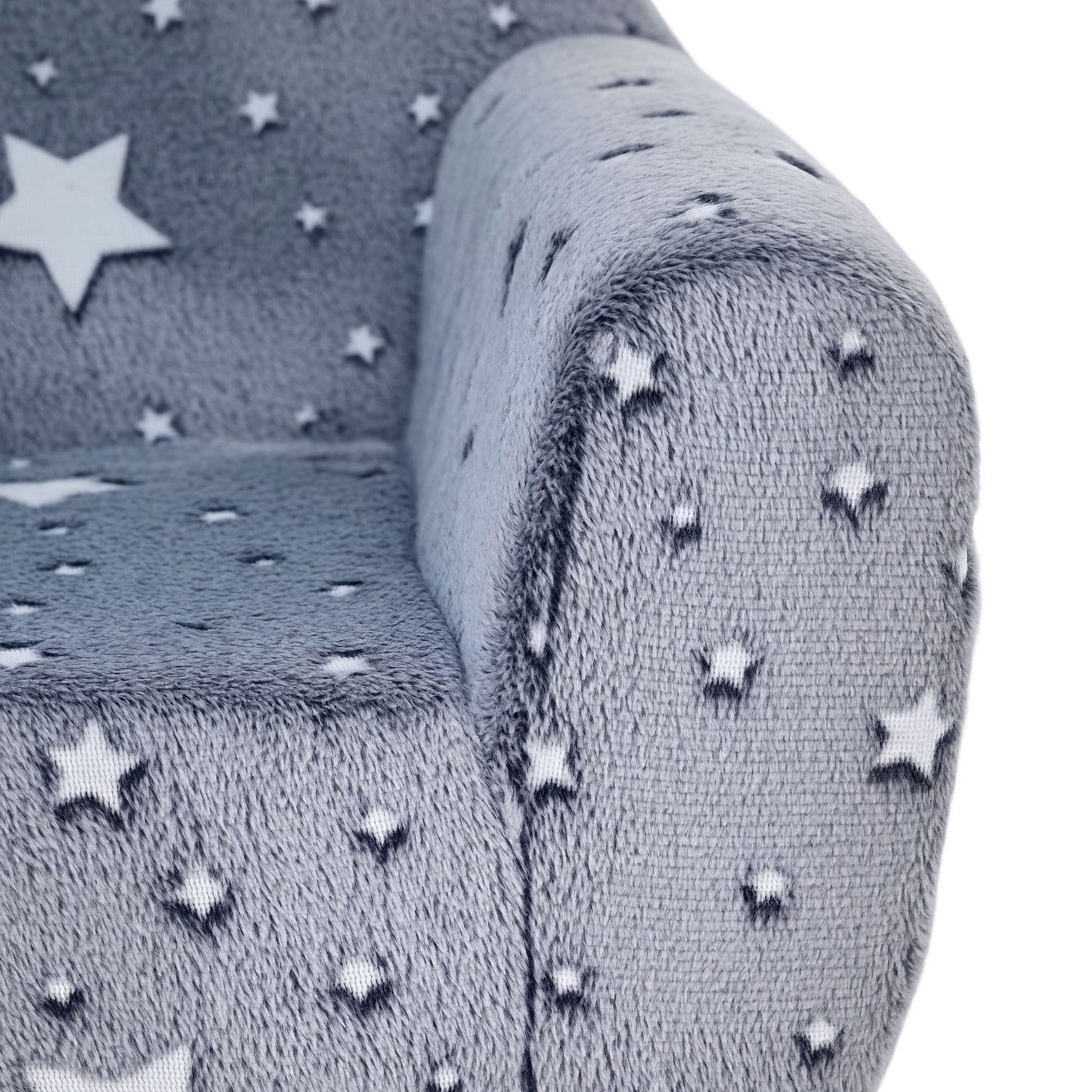 AIYAPLAY Kids Armchair, Glow in the Dark Chair with Star Design for Bedroom, Playroom, Kids Room, Grey / Pink