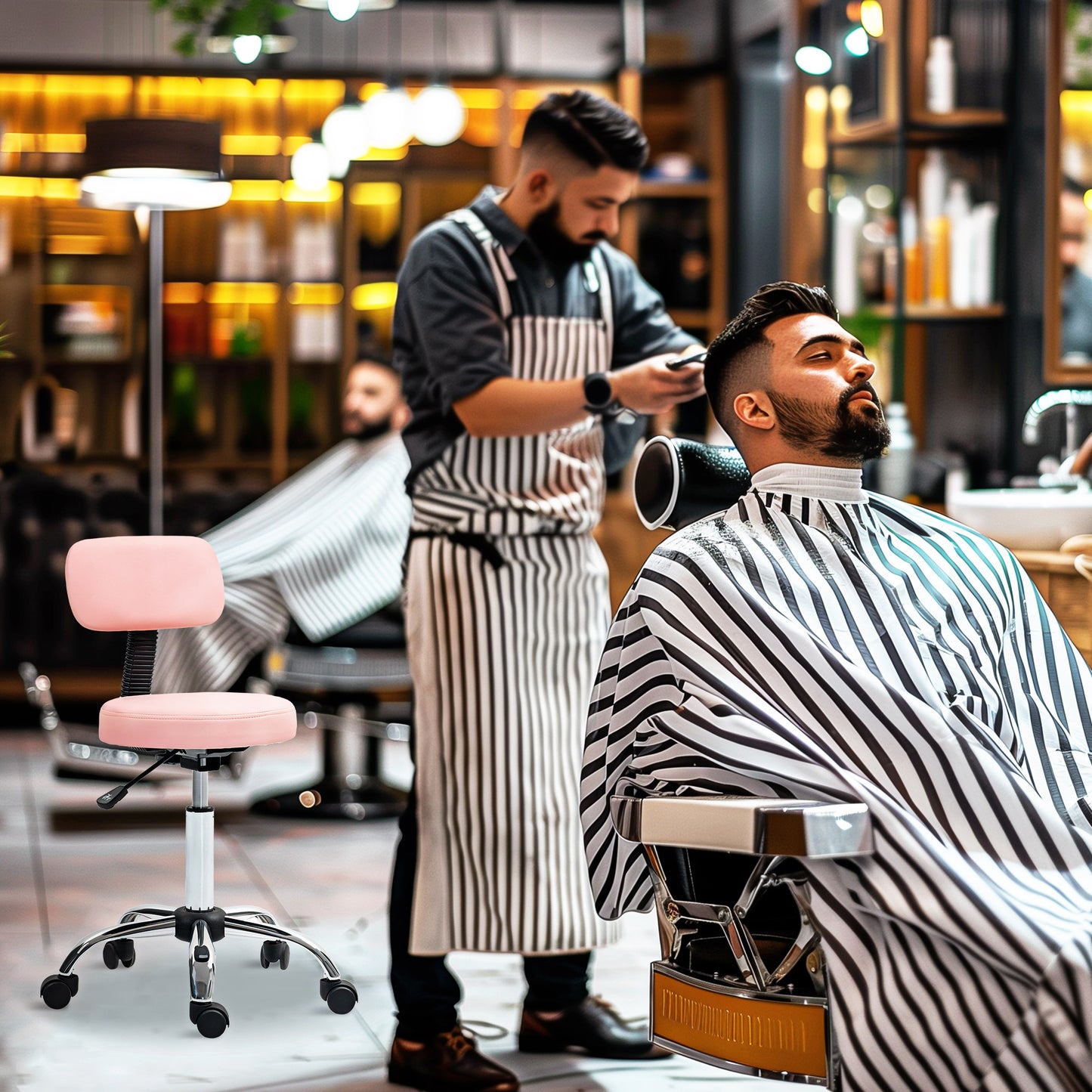 360° Swivel Seat Salon Stool - Pink