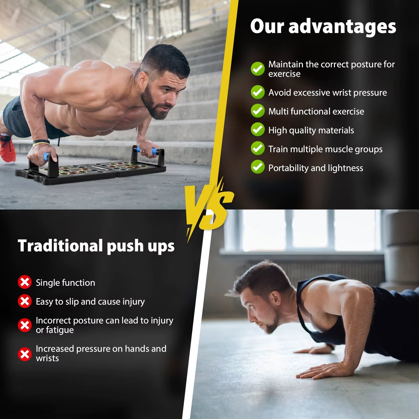 Foldable Push up Board, 24-In-1 Multi-Function Home Workout Equipment, Burn Fat Strength Training Equipment For Exercise