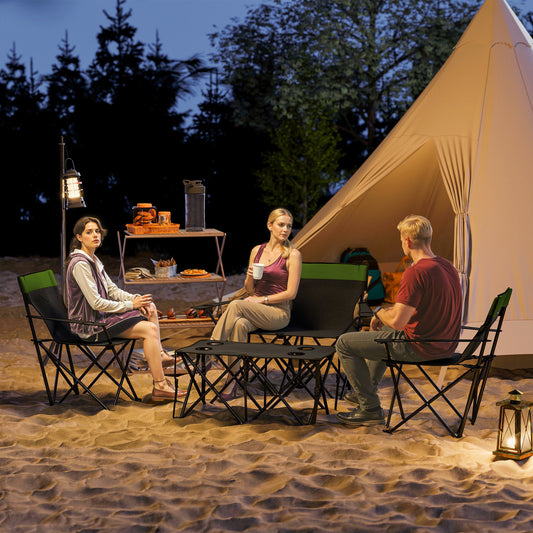 Outsunny Four-Piece Portable Camping Picnic Table Set - Green