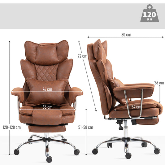 Leathaire Reclining Office Chair with Lumbar Support Pillow - Dark Brown
