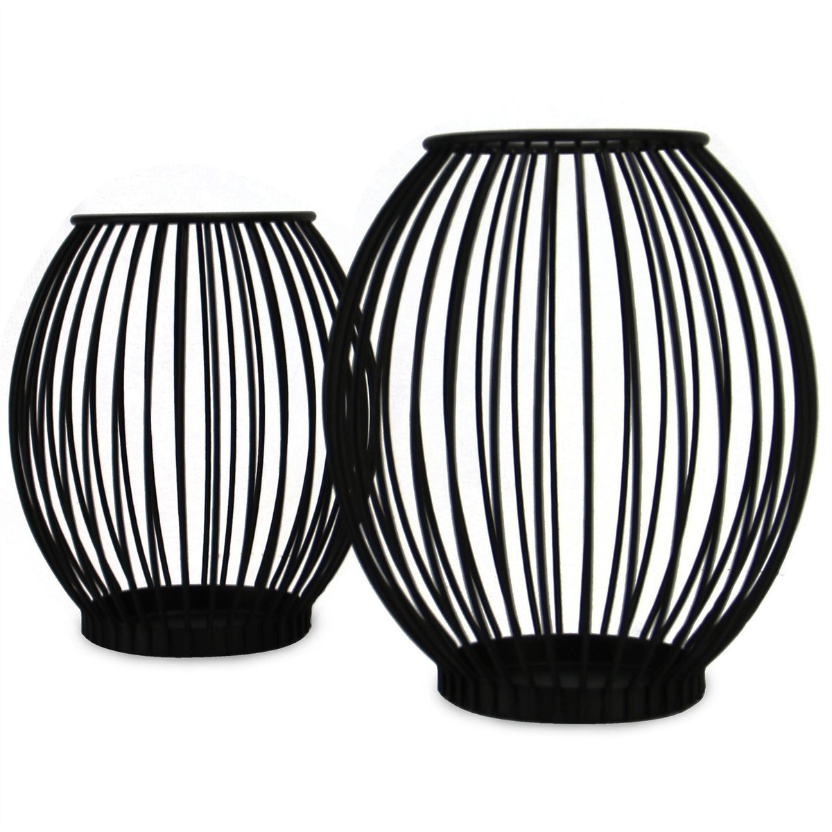 Maison & White Black Iron Birdcage Candle Holders Set of 2 | Small 15.5x9cm & Large 17.8x9cm | Pillar Candles Tealights Artificial Plants | Dining Table Home Decor | 2-Year Warranty
