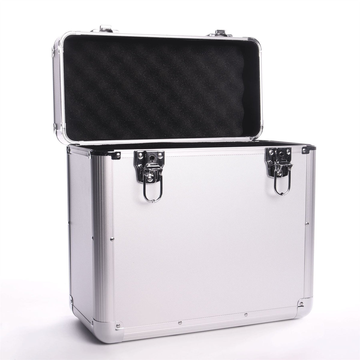 Maison & White Vinyl LP Record Storage Case | Holds Up to 50 × 12-Inch Records | Silver Aluminium, Foam Lining & Twin Lockable Latches | 2-Year Warranty