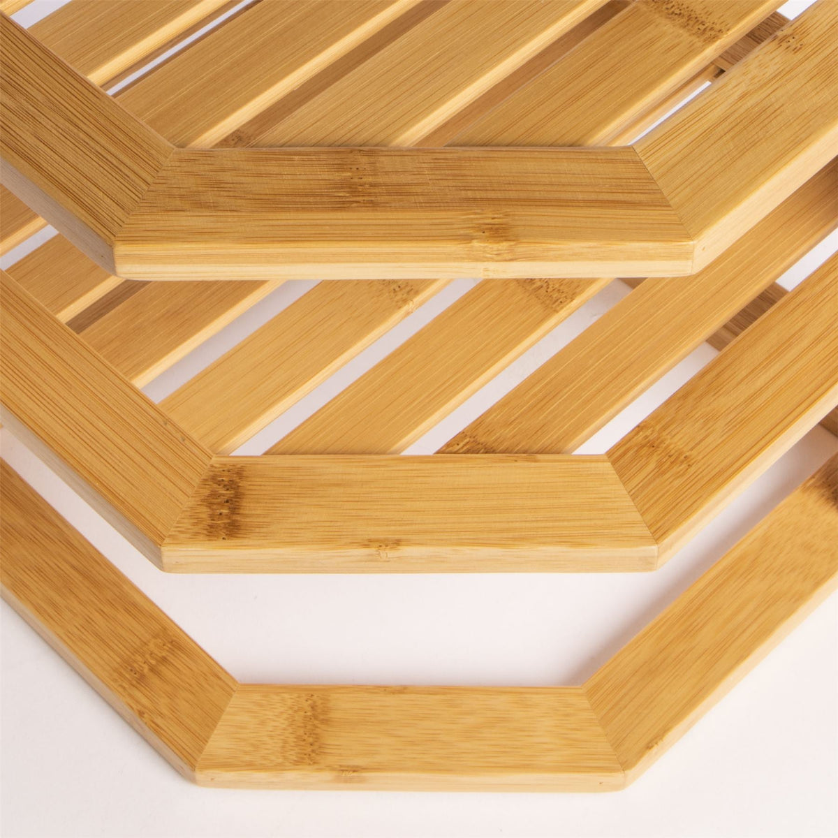 Maison & White Bamboo 3 Tier Corner Shelf | 26x26x5cm Each Tier | 10cm Clearance | Kitchen Cupboard Worktop Sideboard Desk | Plates Mugs Books | Assembly Required | 2-Year Warranty