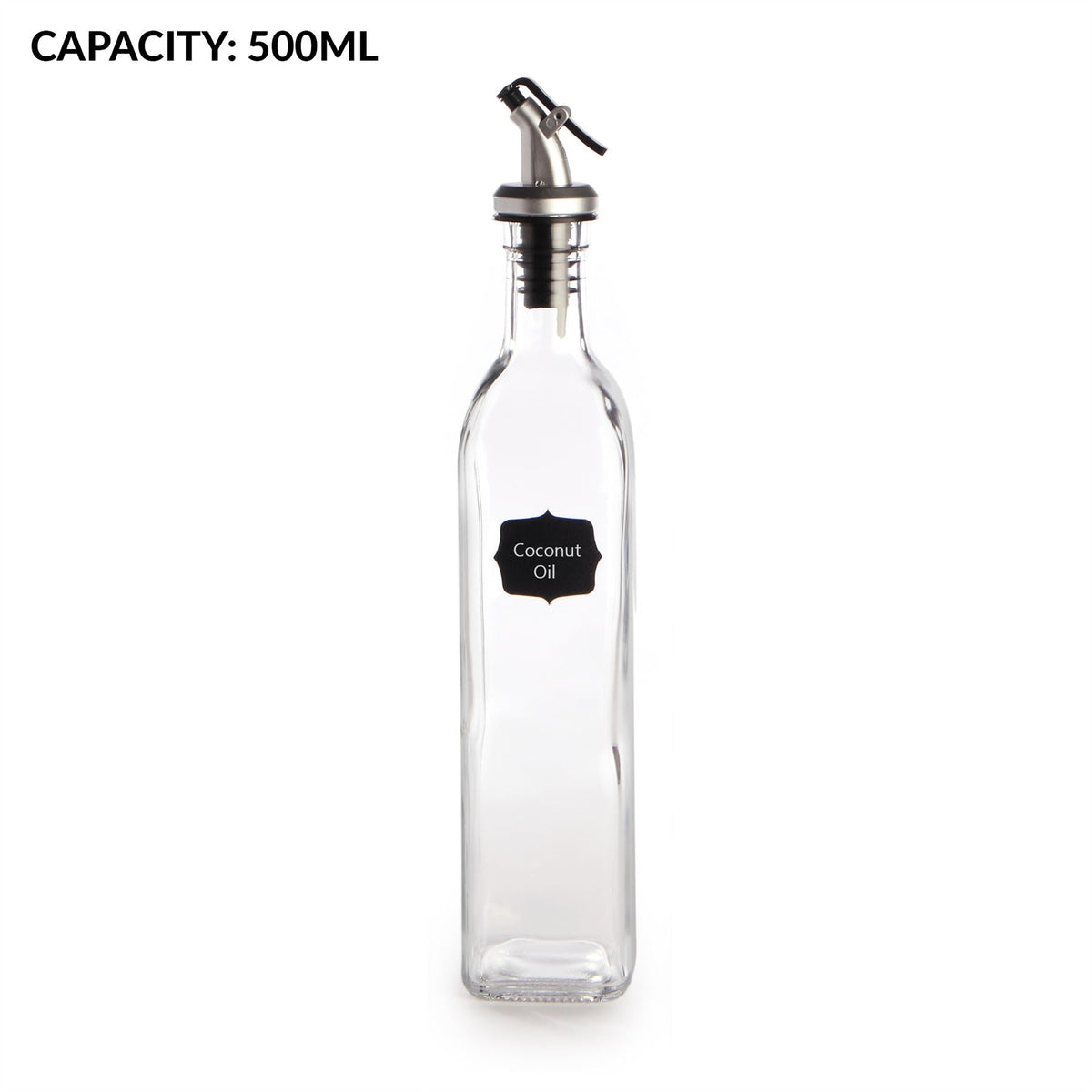 Maison & White Oil & Vinegar Dispenser Bottles 500ml Set of 4 | Tall Glass Body | Lever-Release Snap Lid | 310x55x55mm | Oils Vinegars Sauces Syrups | Kitchen & Dining Table | 2-Year Warranty