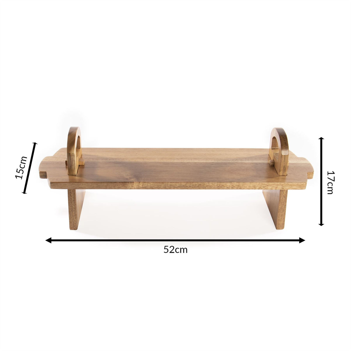 Maison & White Acacia Wood Raised Serving Platter | 17x15x52cm | Plant Oil Coated | Built-In Handles | Flat-Pack Storage | Suits Cheese Charcuterie Cakes | Assembly Required | 2-Year Warranty