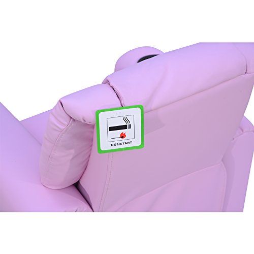 Kids Children's Faux Leather Comfy Recliner Armchair With Cup Holder Blue / Pink