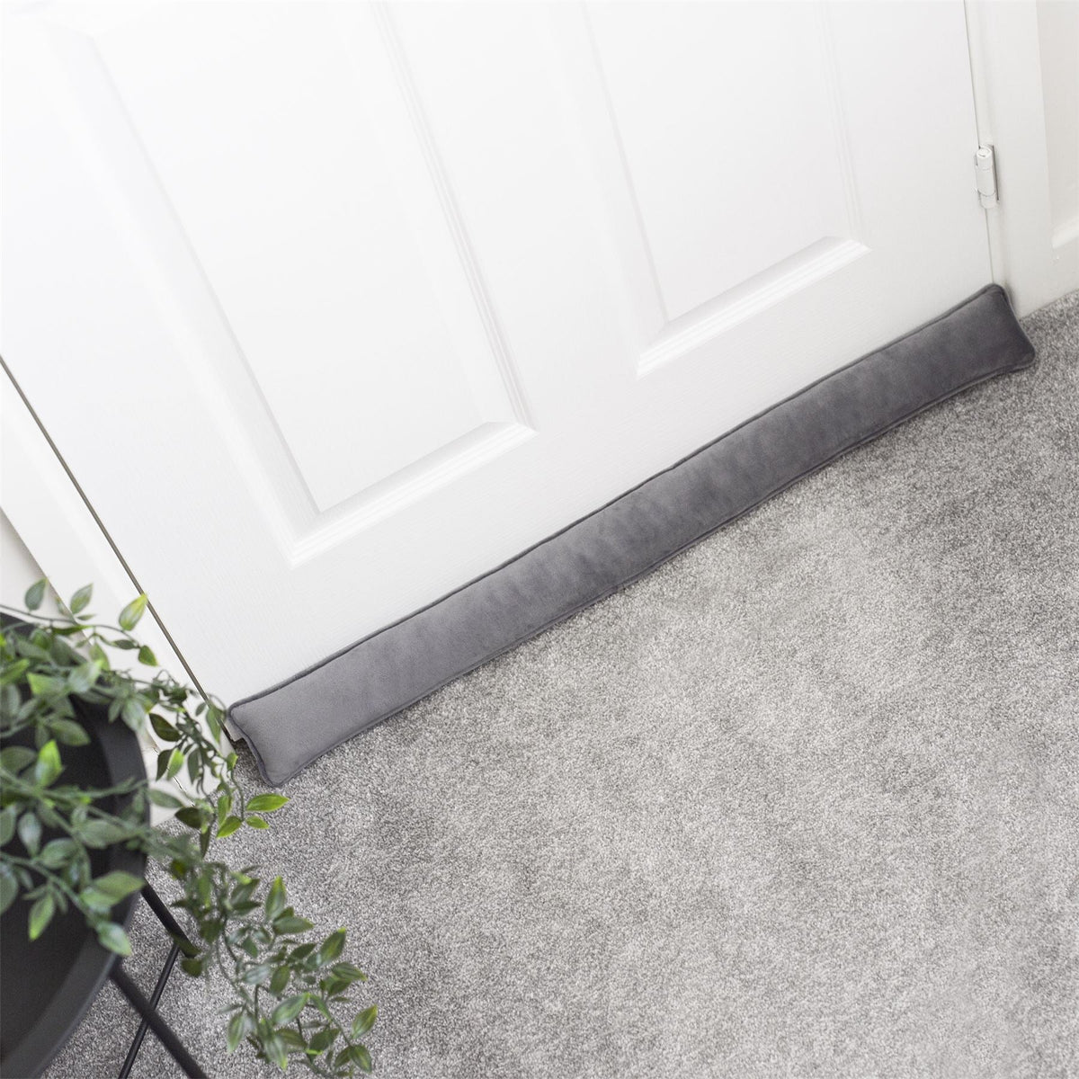 Pukkr Draught Excluders | Set of 2 | Grey Microfibre | 84x5x5cm Each | Door Bottom Window Sill Floor Gap | No Assembly | Energy-Saving Heat Retention | 2-Year Warranty